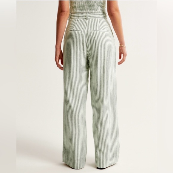Abercrombie & Fitch • linen-blend sloane tailored wide leg pant sz M regular - Picture 4 of 5